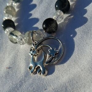 Beaded Bracelet with Cat And Moon Charms